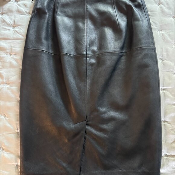 Antonio Melani Black Leather Pencil Skirt - Picture 3 of 3